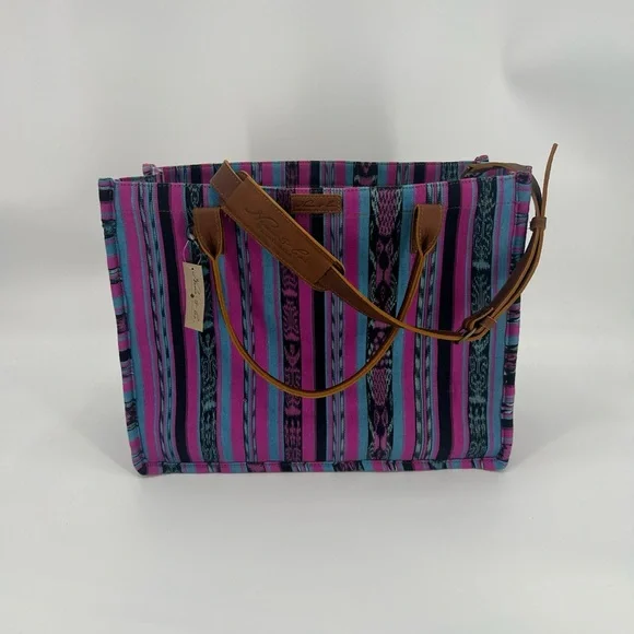 Nena & Co. 13in x 17in One Of A Kind Guatemala Travel Tote Bag Purple,blue,blk - Picture 12 of 12